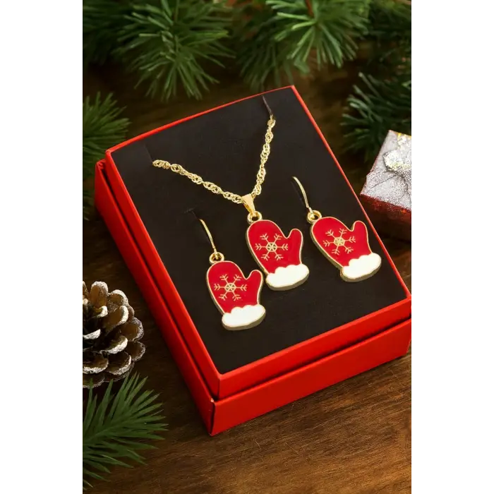 Eldiven Yılbaşı Kutulu Zincir Kolye Set