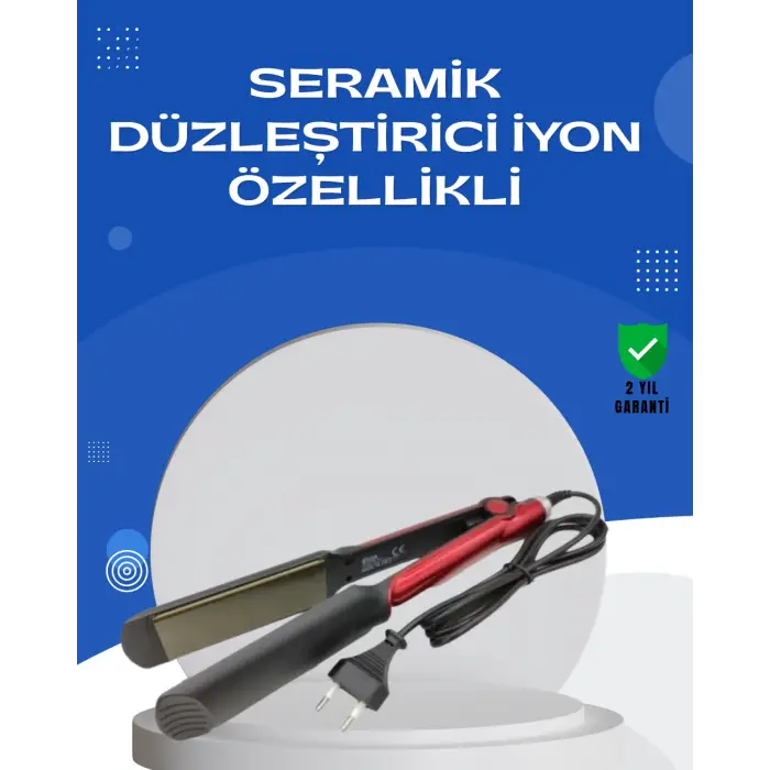 Elektriklenmeyi Azaltan İyonlu Saç Düzleştirici – Titanyum Plaka ve Şık Tasarım