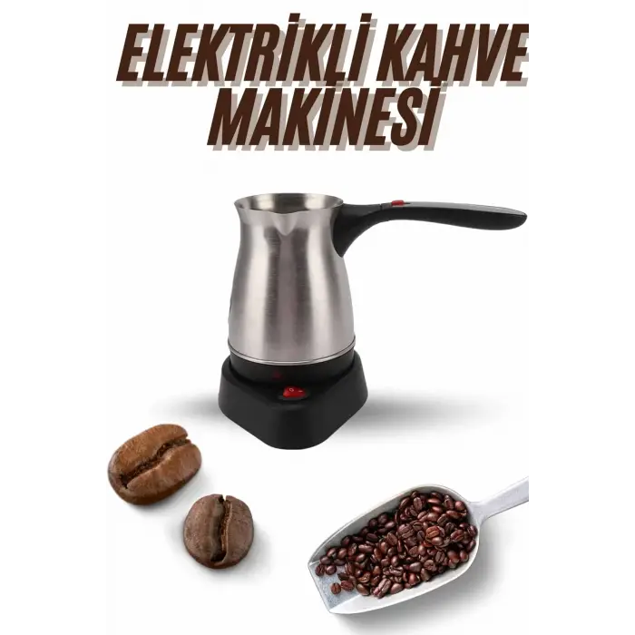 Elektrikli Cezve 800 Watt Paslanmaz Çelik Türk Kahve Makinesi Saplı