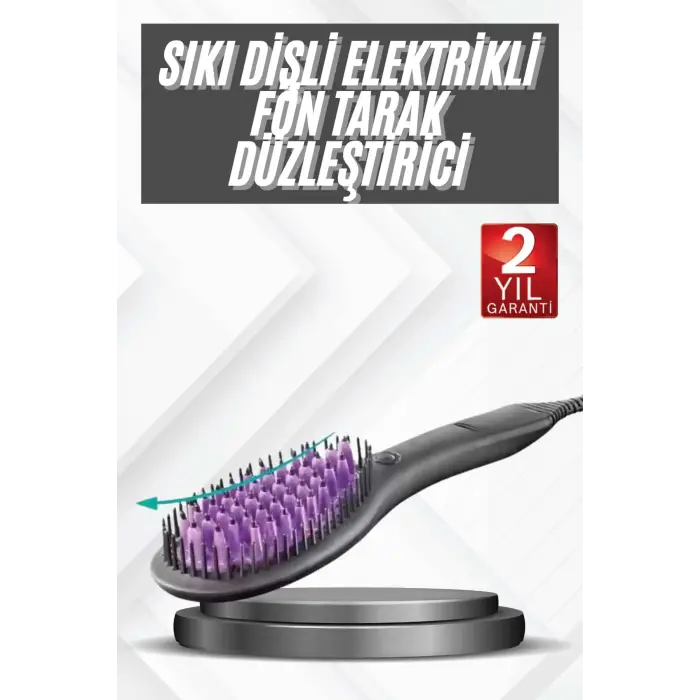 Elektrikli Fırça Taşınabilir Saç Düzleştirici Tarak Sıkı Dişli
