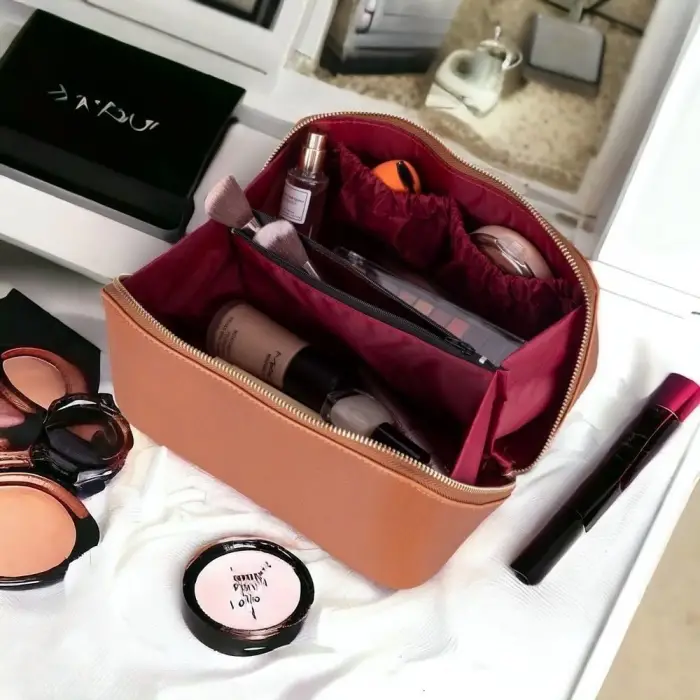 Ella Kadın Seyahat Kozmetik Bakım Makyaj Çantası Organizer Tan Rengi