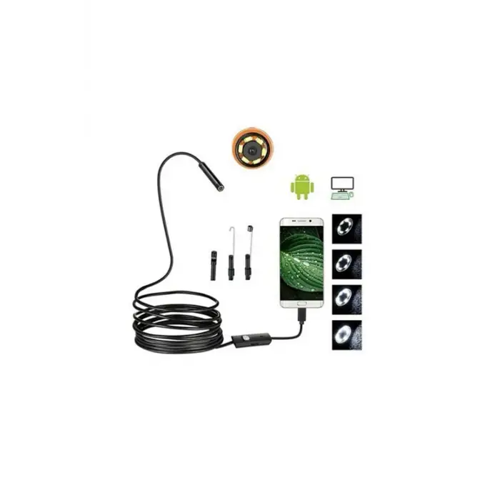 Endoskop Yılan Video Kamera Led’li 5 Metre 7 Mm Sert Kablo Yüksek Kaliteli Stereo