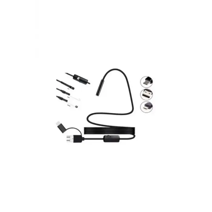 Endoskop Yılan Video Kamera Led’li 5 Metre 7 Mm Sert Kablo Yüksek Kaliteli Stereo