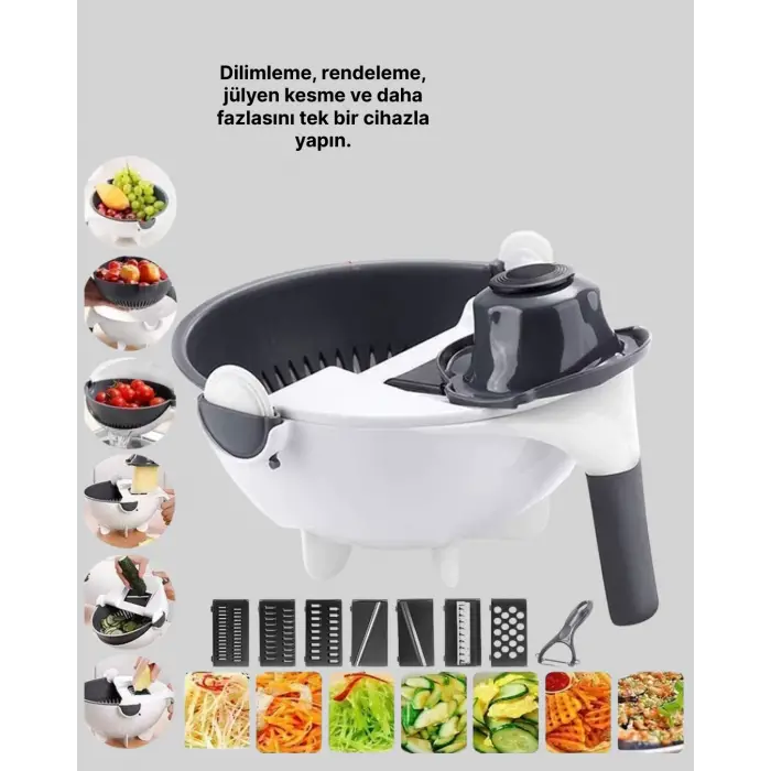 Ergonomik Sebze Rendeleyici ve Süzgeç Hazneli Dilimleyici