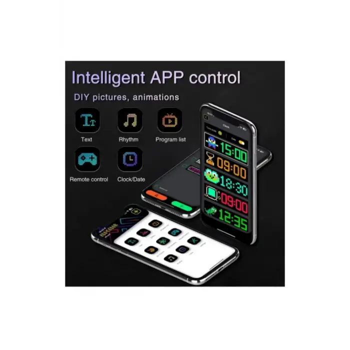 Esnek Katlanabilir Panel Led Cama Yapışır Uygulama İle Kontrol Dijital Tabela Kayar 60cm 16X96 LED