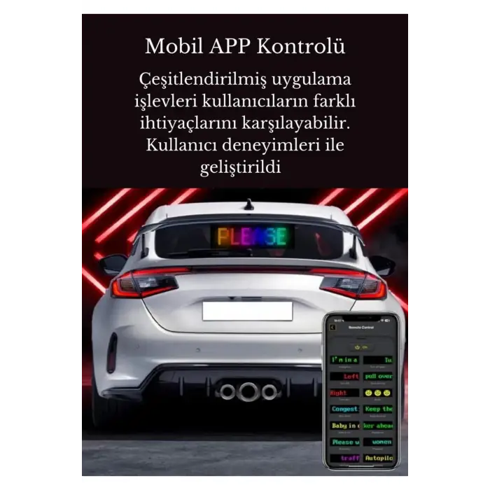 Esnek Katlanabilir Panel Led Cama Yapışır Uygulama İle Kontrol Dijital Tabela Kayar 60cm 16X96 LED