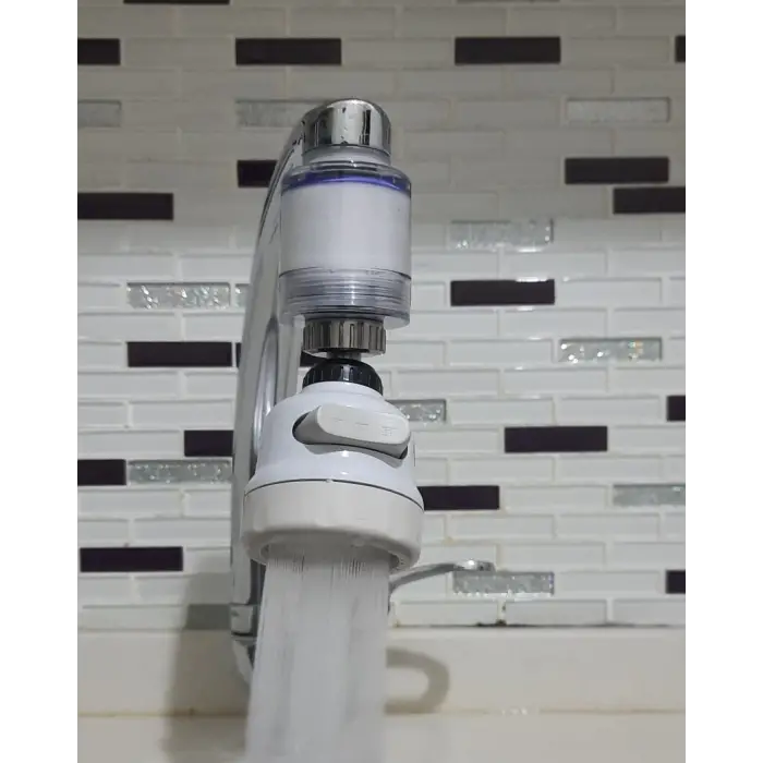 Filtreli Kireç Önleyici 360 Derece Dönen Hareketli Musluk Başlığı - 3 Fonksiyonlu - Krem (336336)