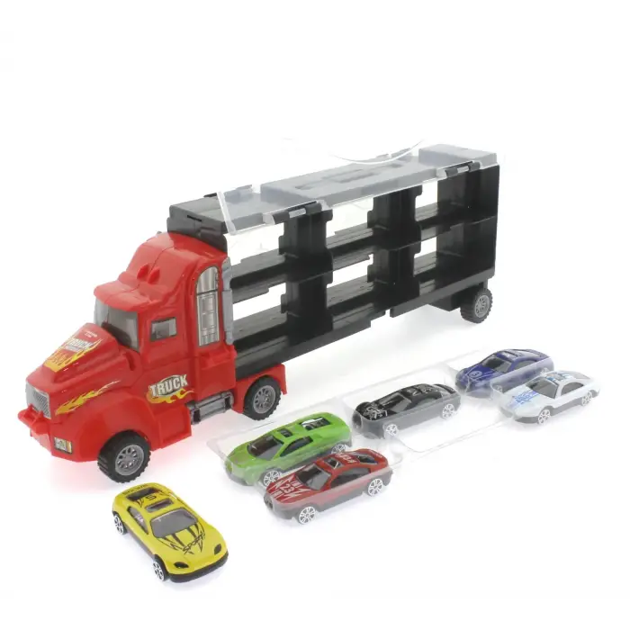 Fırlatma Rampalı Araç Taşıyıcı Kırmızı Kamyon