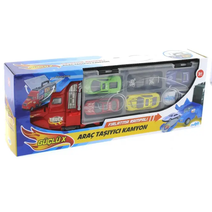 Fırlatma Rampalı Araç Taşıyıcı Kırmızı Kamyon