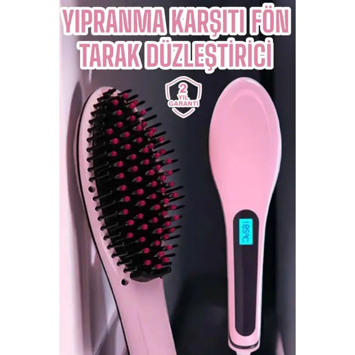 Fön Etkili Saç Düzleştirici Tarak Yıpranma Karşıtı Döner Kablo Isı Ayarlı