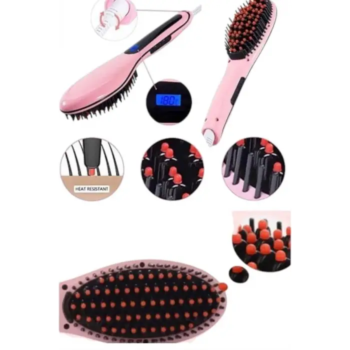 Fön Etkili Saç Düzleştirici Tarak Yıpranma Karşıtı Döner Kablo Isı Ayarlı
