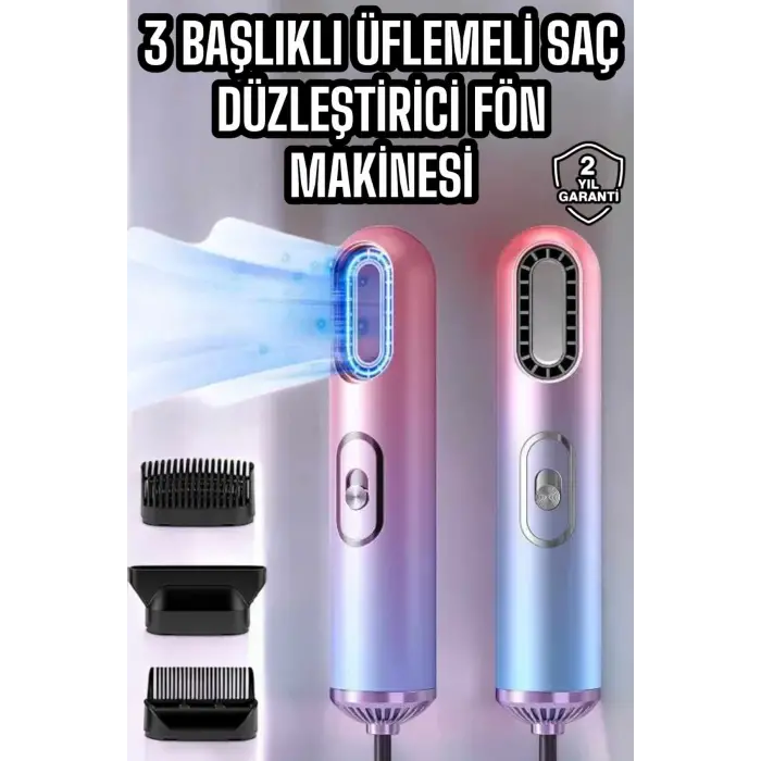 Fön Makinesi Üç Başlıklı Seyahat Tipi Taşınabilir Kablolu Saç Kurutma Makinesi