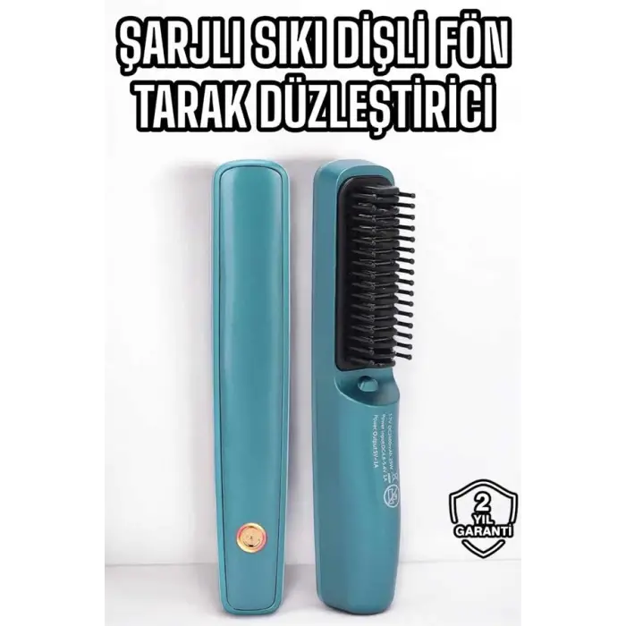 Fön Tarak Sıkı Dişli Şarjlı Taşınabilir Saç Düzleştirici