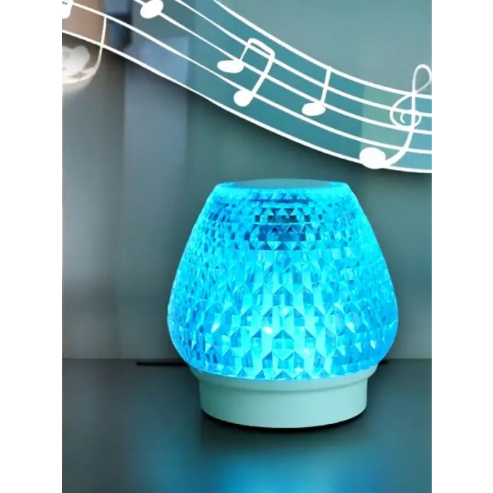 G5 Kristal Şarjlı Masa Lambası - 7 Renk Gece Lambası ve Bluetooth Hoparlör