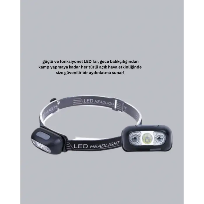 Gece Balıkçılığı İçin Ultra Parlak Şarjlı Kafa Lambası | 4 Işık Modu + USB Şarj