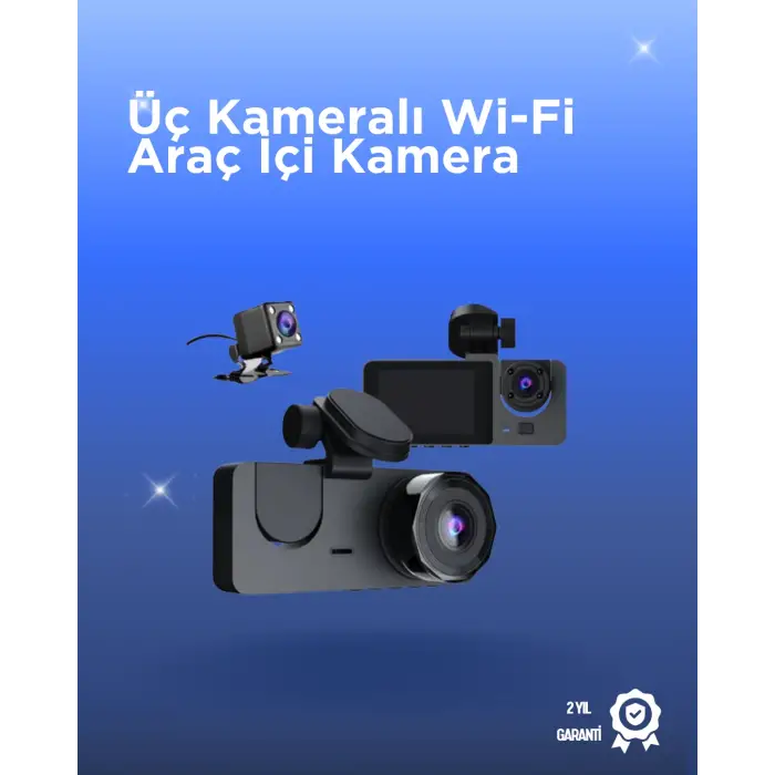 Gelişmiş G-Sensörlü Üçlü Araç Kamerası – 5” LCD Ekran ve Hareket Algılama