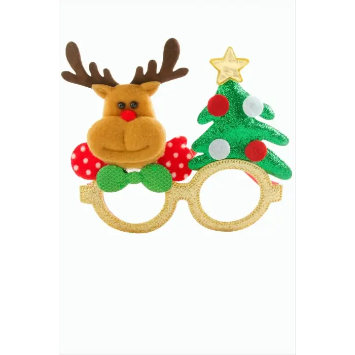 Geyik Çam Ağacı Simli Yılbaşı Gözlük