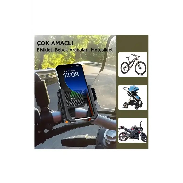 Gidon Bağlantılı Bisiklet Motosiklet İçin Esnek Abs 4-7.8″ İnç Telefon Tutucu 360° Dönebilen Tasarım