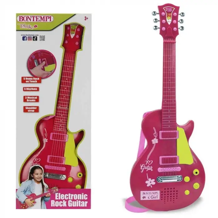 GİTAR ELEKTRONİK TUŞLU/TELLİ/ASKILI PEMBE