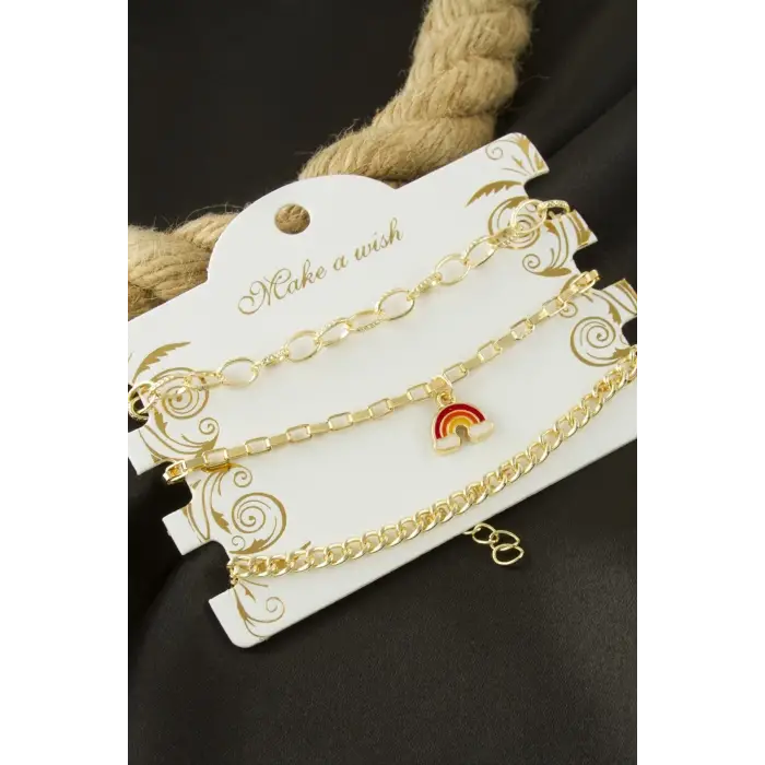 Gökkuşağı Zincir Bileklik 3 Adet