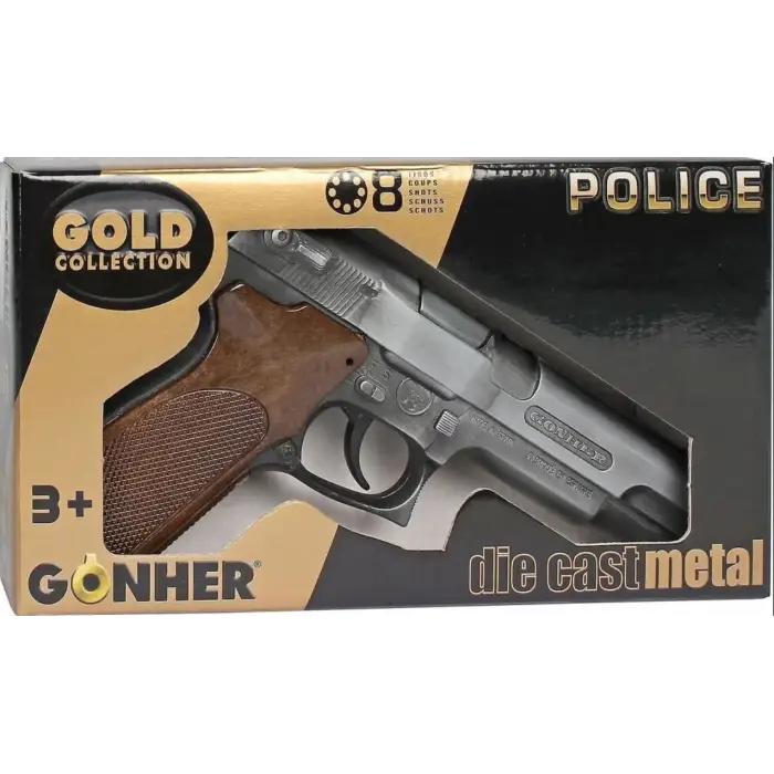 Gonher 8li Gri Metal Polis Koleksiyon Mantar Tabancası