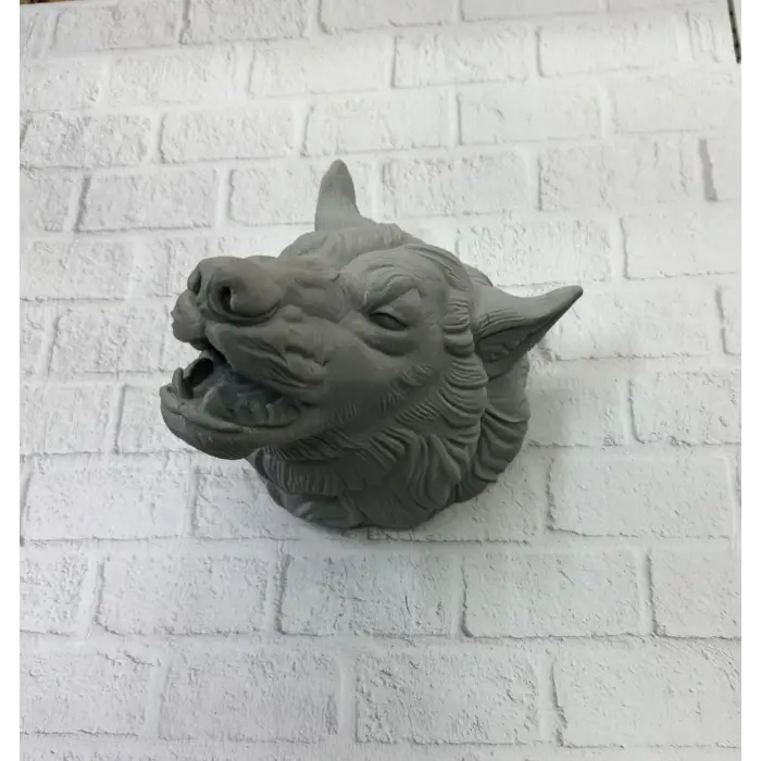 Gri Kurt Duvar Dekoru Asılabilir Dekoratif Heykel Tasarım