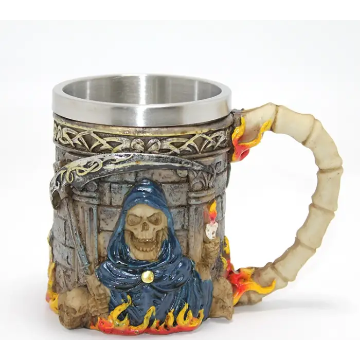 Grim Reaper Azrail Kabartmalı 3D Tasarım Çelik Kupa Bardak