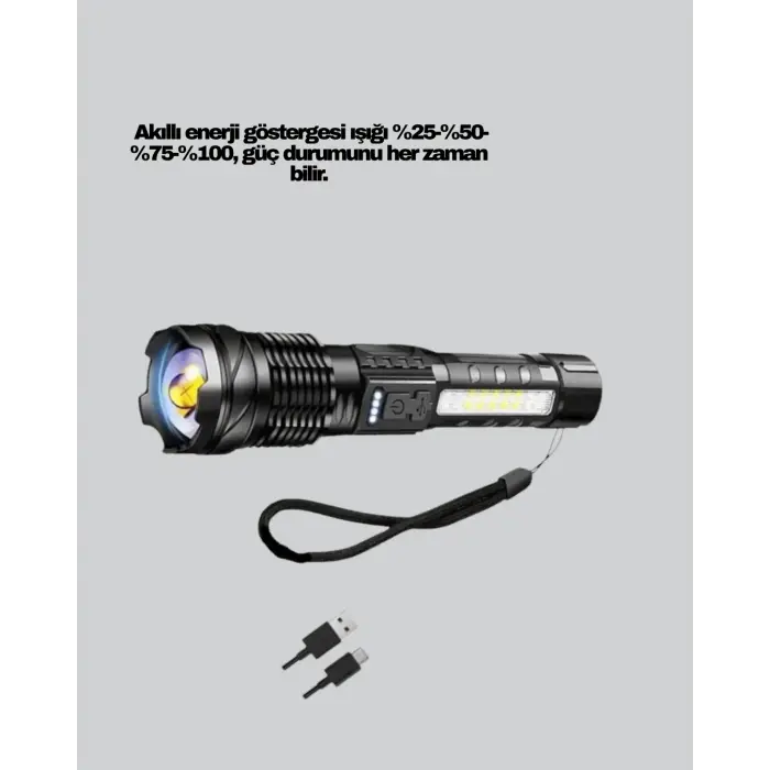 Güçlü LED El Feneri Şarj Edilebilir Çok Modlu