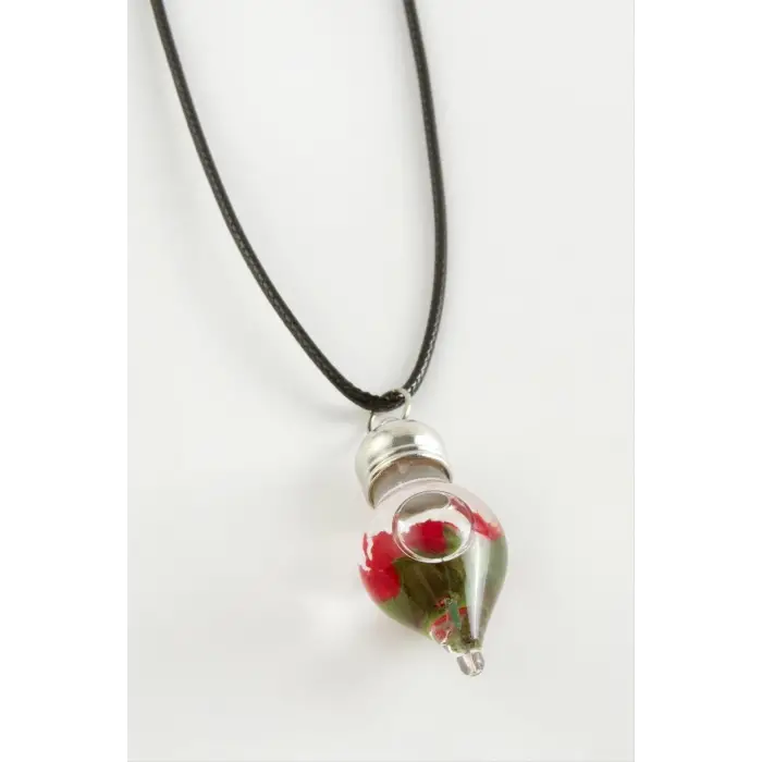 Gül Sulu Fanus Canlı Kolye