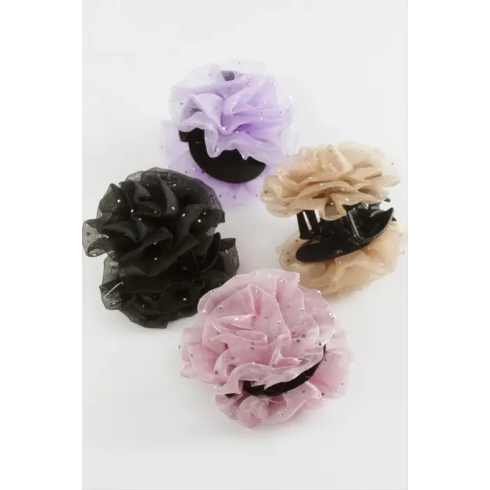 Gül Tüllü Mandal Toka 8 cm