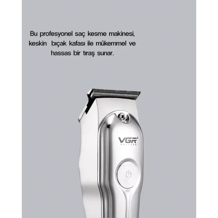 Gümüş Desenli Şarjlı Tıraş Makinesi – 120 Dakika Çalışma Süresi, 3 Başlıklı