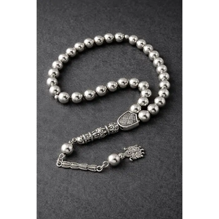 Gümüş Renkli Plastik Tesbih 8 mm