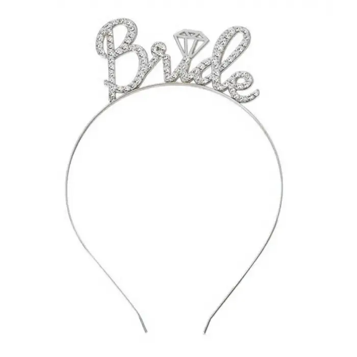 Gümüş Renkli Taşlı “Bride” Gelin Tacı
