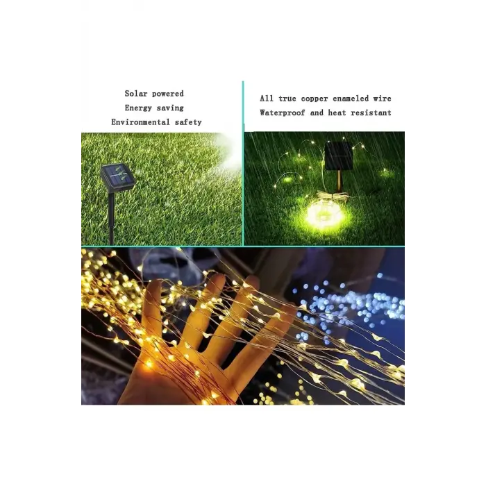 Güneş Enerjili 200 LED Dış Mekan Aydınlatma Şeridi