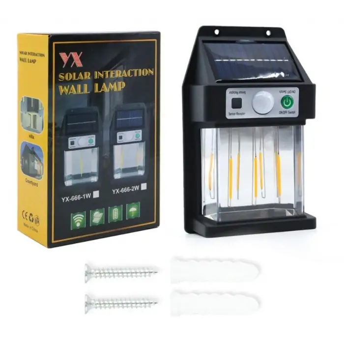 Güneş Enerjili Hareket Sensörlü Duvar Lambası