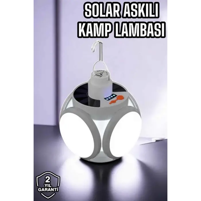 Güneş Enerjili Solar Aydınlatma Kamp Çadır Lambası Şarjlı Ampül Led Şarjlı El Feneri Işıldak