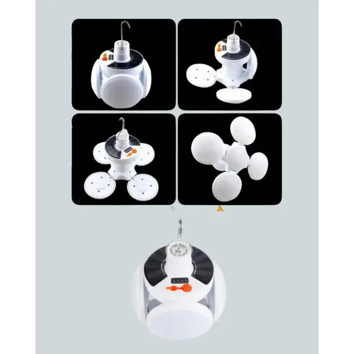 Güneş Paneliyle Şarj Olan Katlanabilir Led Çadır Lambası – 5 Kademeli Aydınlatma