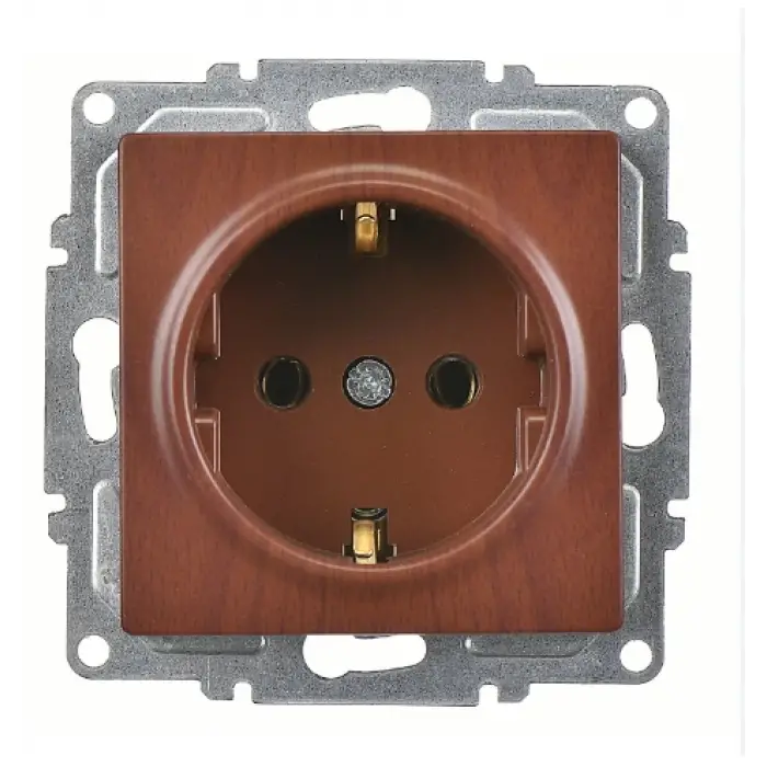 Visage Amazon Ceviz Topraklı Priz Çerçevesiz - Priz ve Anahtar İçin Uyumlu Çerçeve