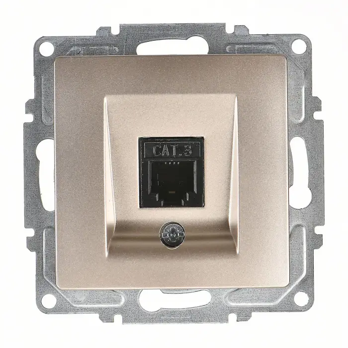 Visage Ambiance Metalik Bej Nüm Tel Prizi Cat3 Çerçevesiz - Priz ve Anahtar İçin Uyumlu Çerçeve