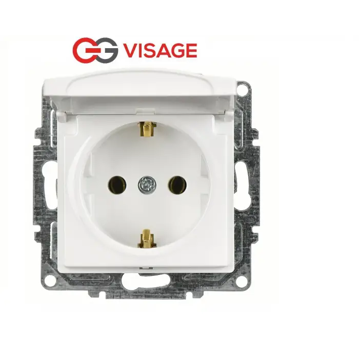 Visage Beyaz Kapaklı Topraklı Priz Çerçevesiz - Priz ve Anahtar İçin Uyumlu Çerçeve