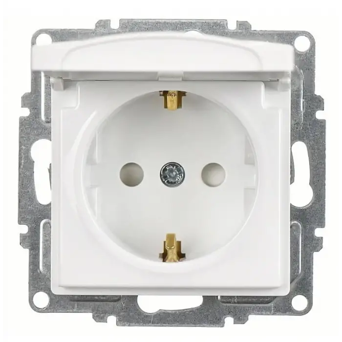 Visage Beyaz Topraklı Kapaklı Priz Çocuk Korumalı Çerçevesiz - Priz ve Anahtar İçin Uyumlu Çerçeve