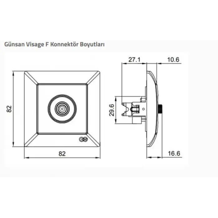 Visage Beyaz TV Priz Sonlu F Konnektörlü Çerçevesiz - Priz ve Anahtar İçin Uyumlu Çerçeve