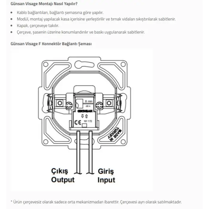 Visage Beyaz TV Priz Sonlu F Konnektörlü Çerçevesiz - Priz ve Anahtar İçin Uyumlu Çerçeve