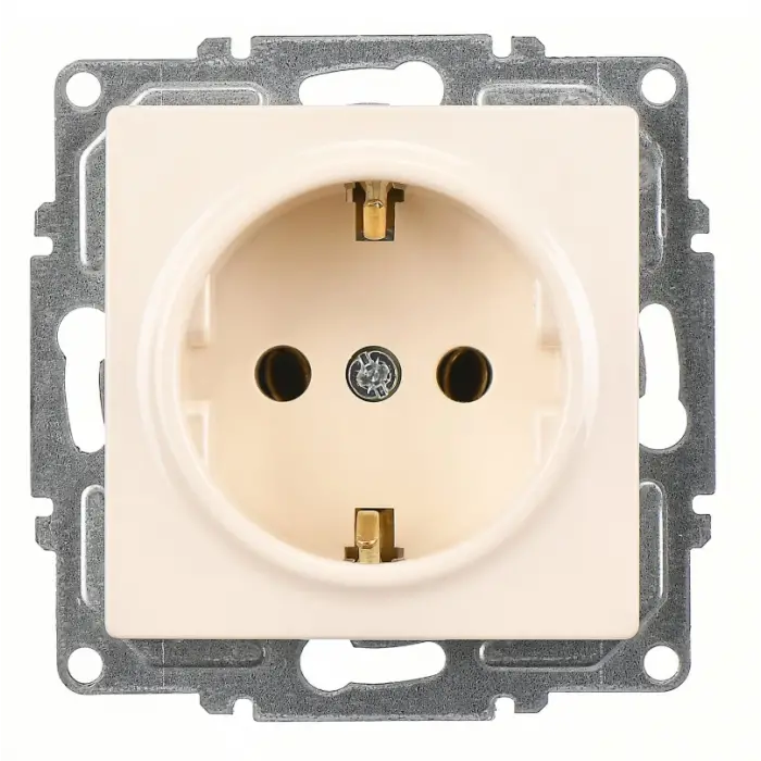 Visage Krem Topraklı Priz Çerçevesiz - Priz ve Anahtar İçin Uyumlu Çerçeve