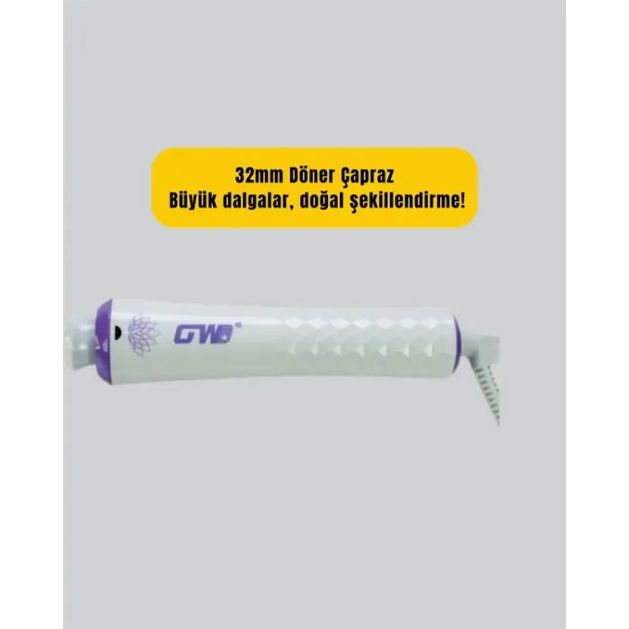 Gw 32mm Döner Başlıklı Saç Kıvırma Makinesi – Her An Her Yerde Profesyonel Şekillendirme
