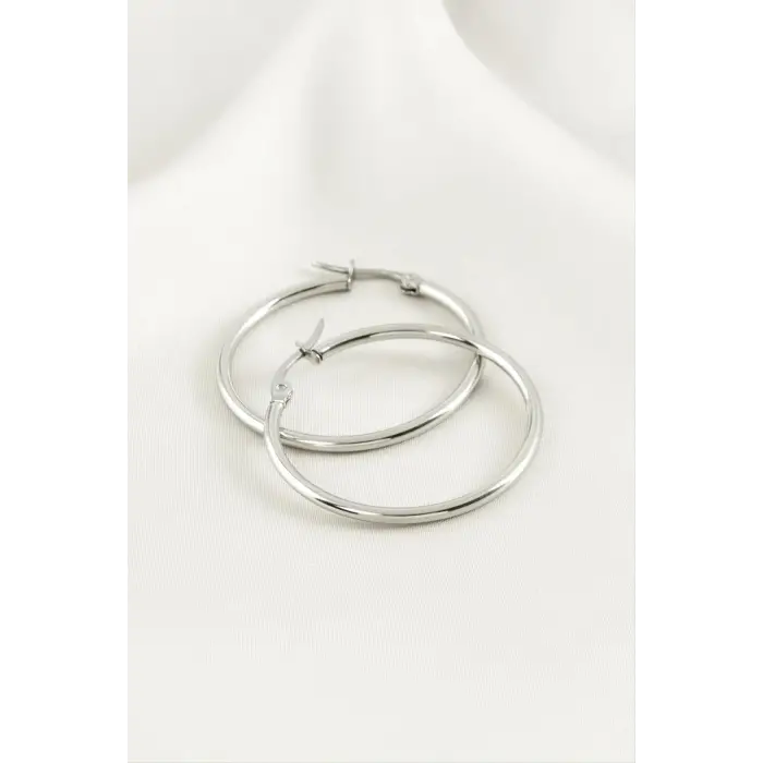 Halka Lüks Çelik Küpe 4 cm