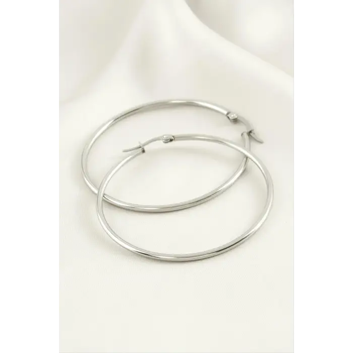 Halka Lüks Çelik Küpe 5 cm