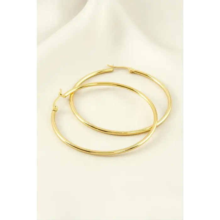 Halka Lüks Çelik Küpe 5,5 cm