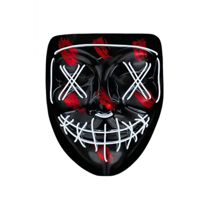 Hallowen Parti Maskesi Neon Led Işıklı Maske 3 Modlu Cadılar Bayramı Maskesi