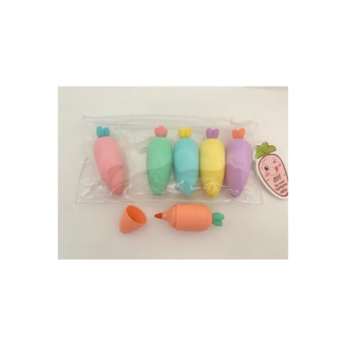 Havuç Tasarımlı Fosforlu Kalem Seti